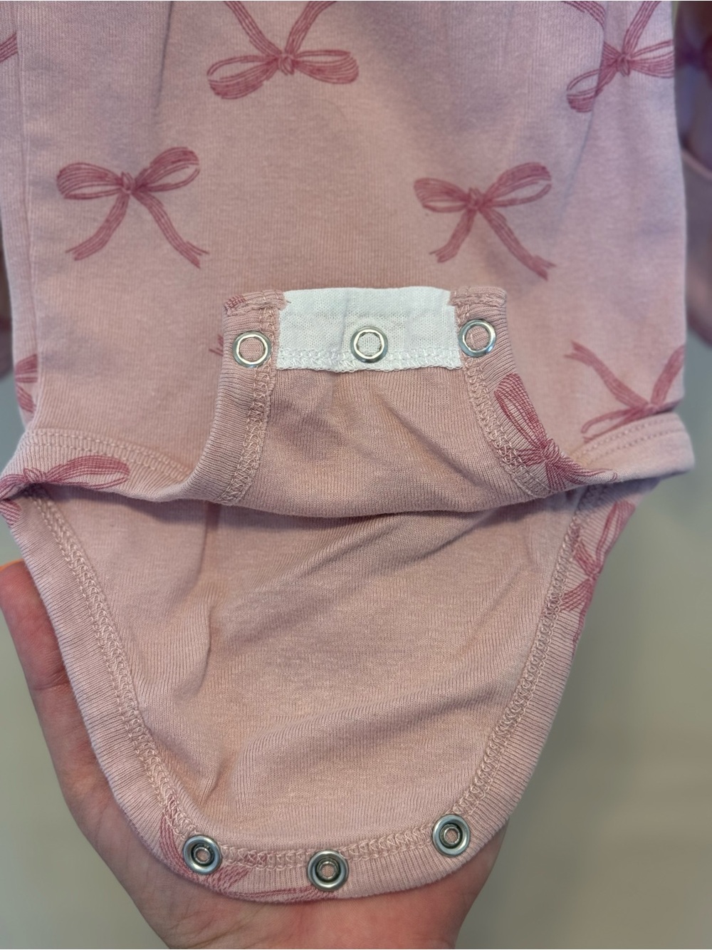 Carter’s - Long-Sleeve Bow Print One-Piece Bodysuits - Pink & White - Picture 12 of 16